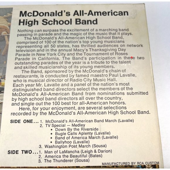 McDonald's All American High School Marching Band 45 Record Paul Lavalle VG+ - Picture 6 of 7